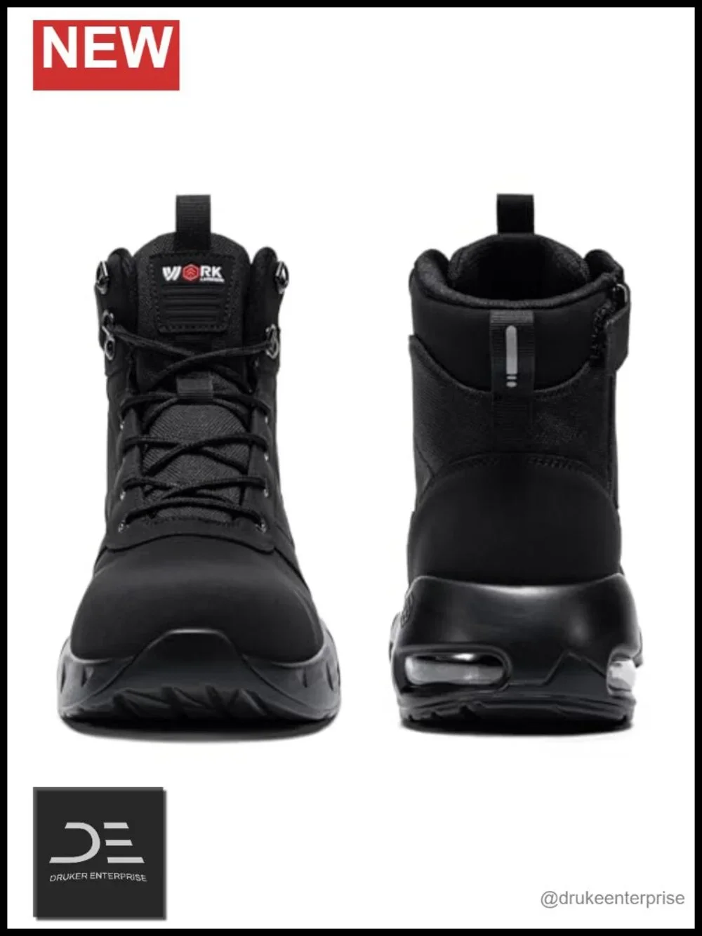Steel Toe Work Boots Non Slip Women Lace Up Zip Synthetic Leather
